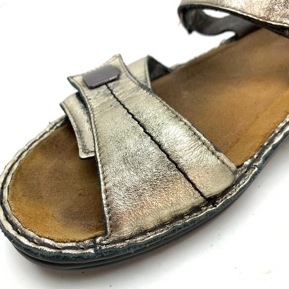 NAOT Leather Gold Sandals Shoes Ankle Strap sz 41 - Picture 7 of 16